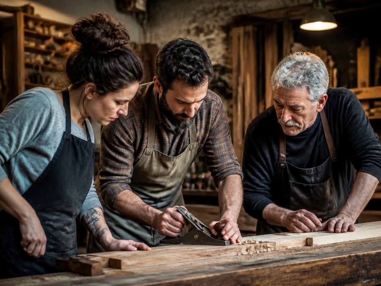 Cours d'ébénisterie : mains au tour à bois