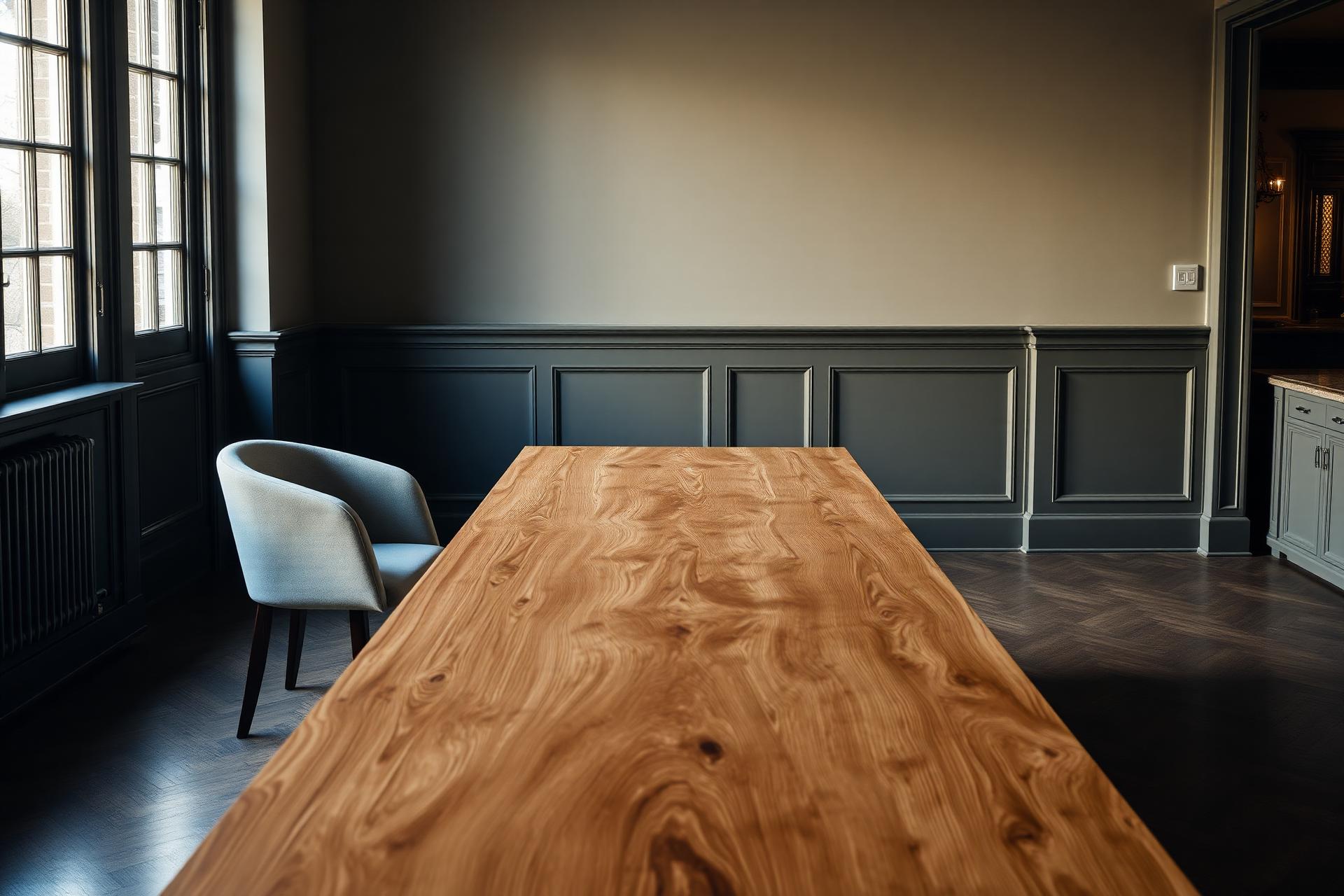 Table d'exception en chêne massif dans un intérieur contemporain