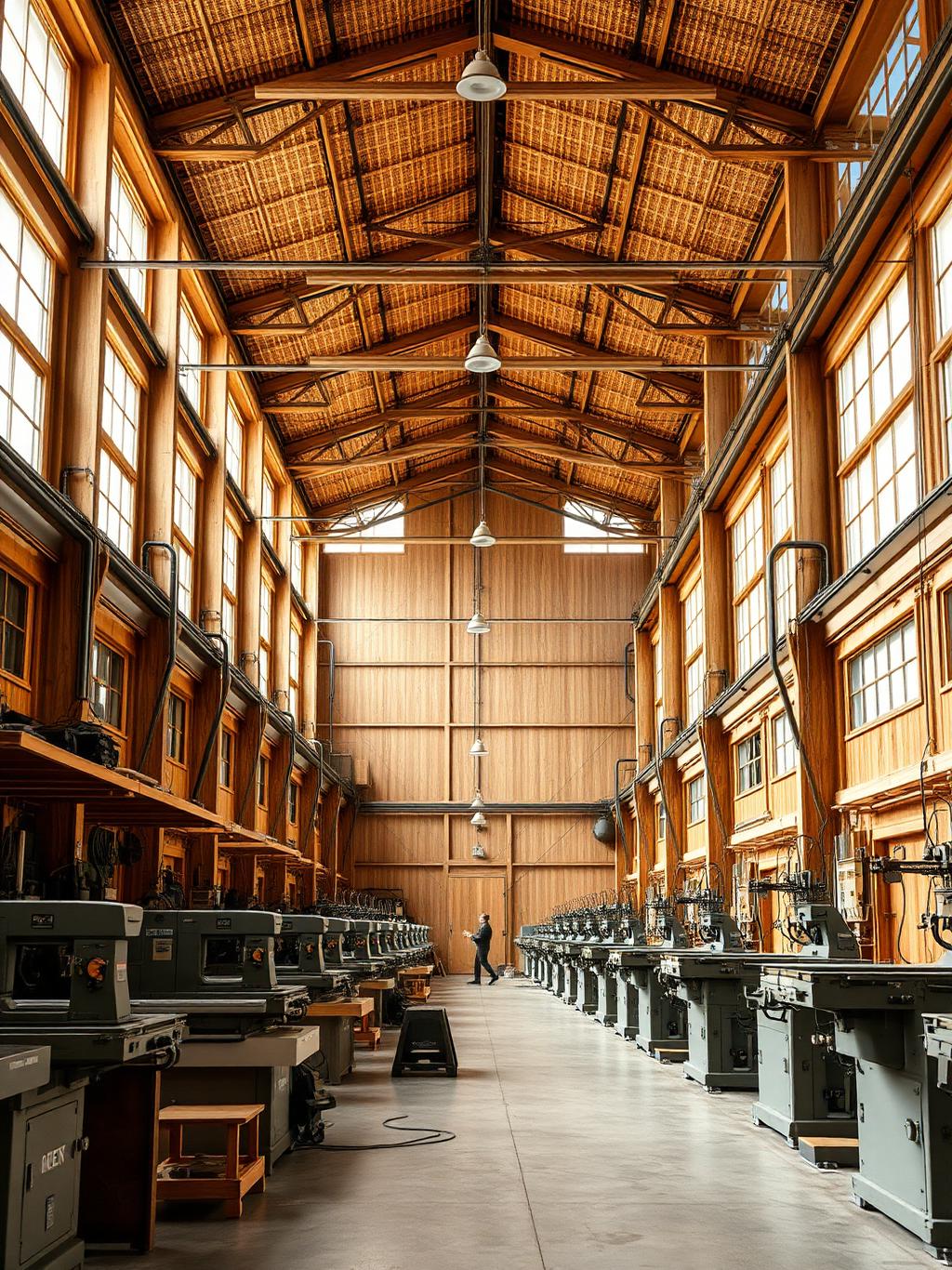 Volume global de l'atelier avec machines en enfilade