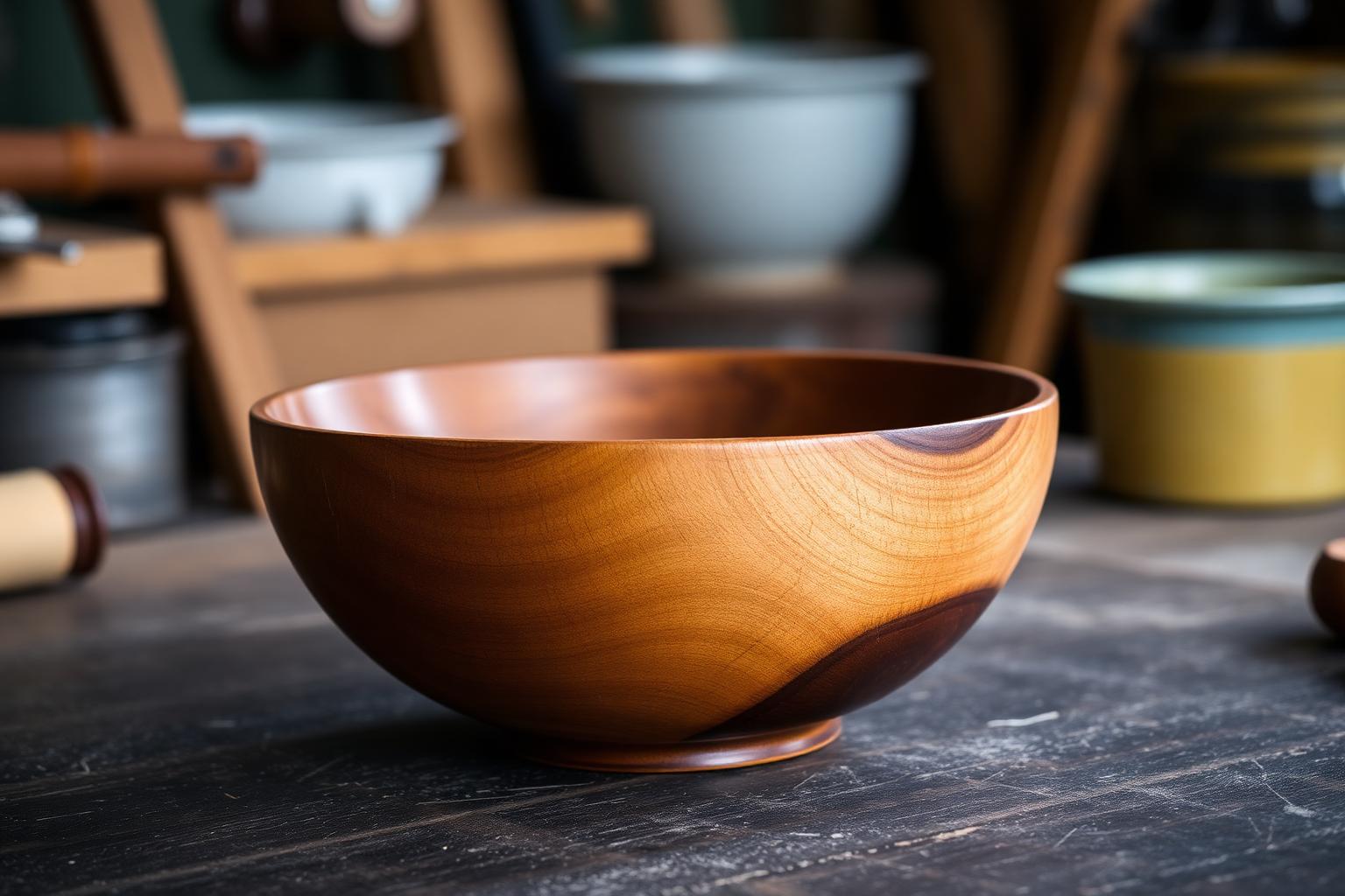 Coupe tournée en merisier massif — pièce unique de l'atelier Franck Delbarre